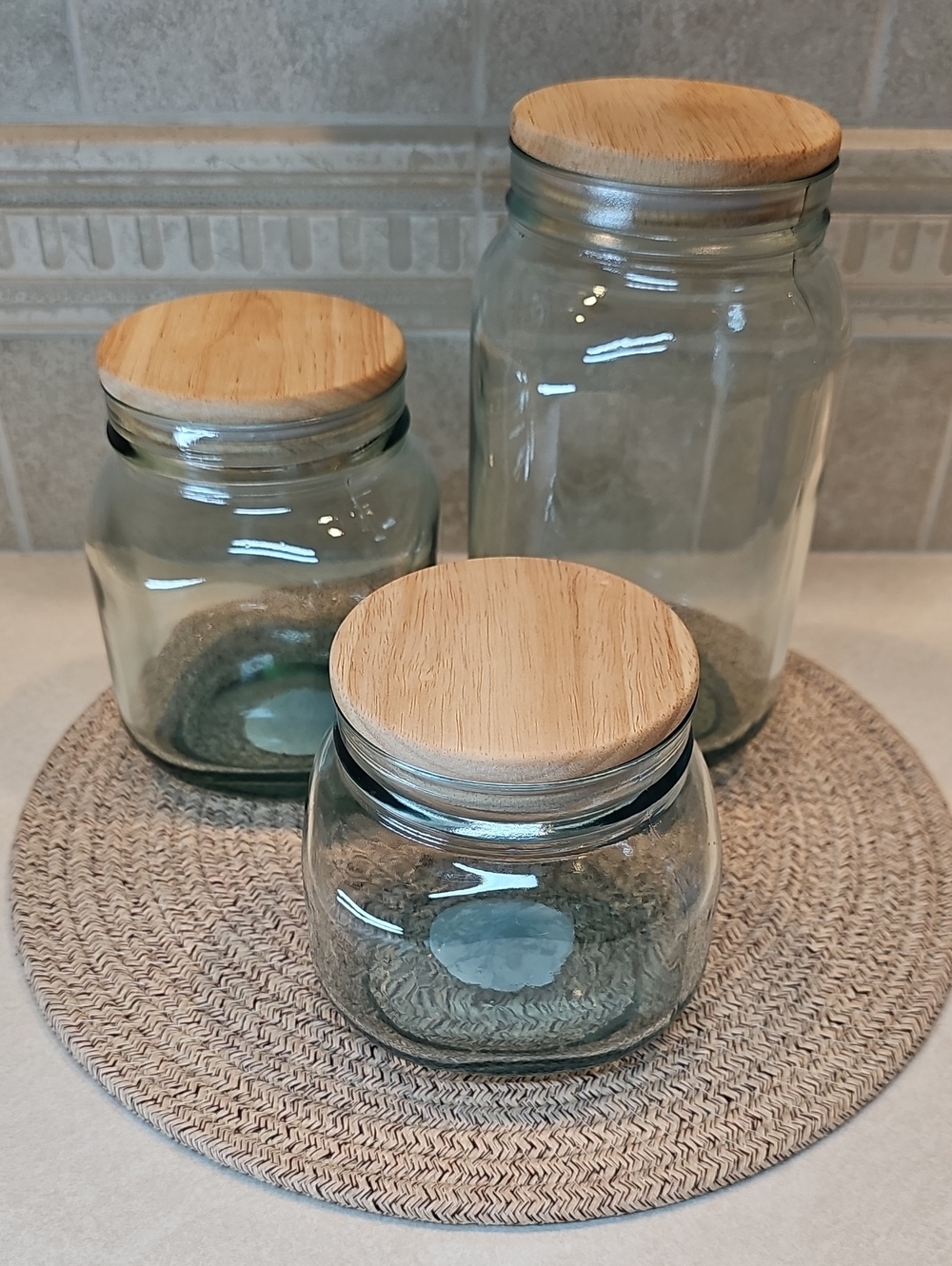 Hearth & Hand Recycled Glass 3 Pc. Canister Set